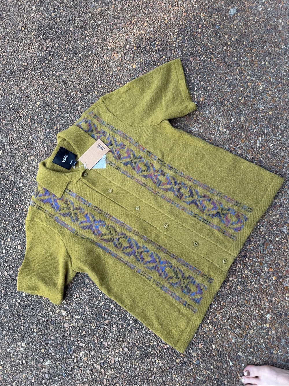 Vans Olive Green Short-Sleeve Knit Polo - Wheeler Sweater Polo S/S Burnt Gold